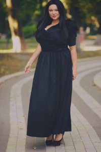 Valeria Egorova - Brunette Super Busty Big Hourglass Ukrainian Russian Beauty in a Sexy Long B...jpg