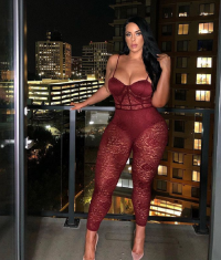 Gemma - Brunette Busty Athletic Hourglass Beauty in a Sexy Lowcut Burgundy Jumpsuit and Pink H...png