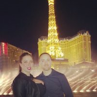 Lauren T. -  Brunette Busty Babe in a Black Low Cut Dress Posing with her Boyfriend in Las Vegas.jpg