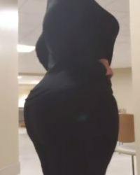Brunette Busty Big Hourglass Massively Big Beautiful Butt Hips and Thighs in a Black Top and T...png